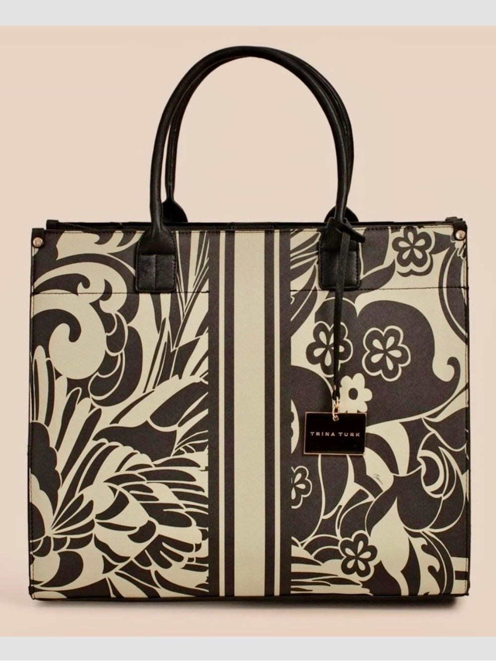 Trina Turk Island Breeze print canvas tote with vegan leather handles
